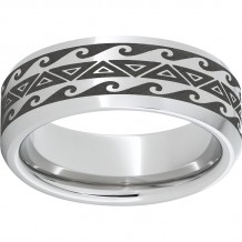 Serinium Beveled Edge Band with Oahu Laser Engraving