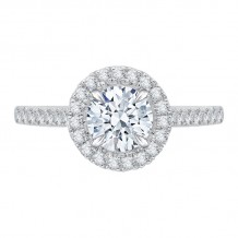 Shah Luxury 14K White Gold Round Cut Diamond Halo Engagement Ring (Semi-Mount)