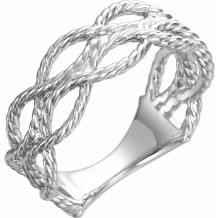 14K White Rope Ring