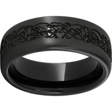 Black Diamond Ceramic Pipe Cut Band with Norseman Laser Engraving