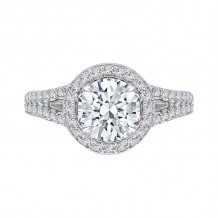 Shah Luxury 14K White Gold Round Halo Diamond Engagement Ring with Split Shank (Semi-Mount)