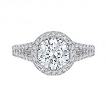 Shah Luxury 14K White Gold Round Halo Diamond Engagement Ring with Split Shank (Semi-Mount)