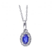 Gems One 10Kt White Gold Diamond (1/10Ctw) & Sapphire (1/3 Ctw) Pendant