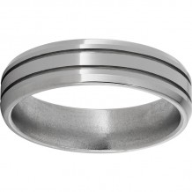 Titanium Beveled Edge Band with Two .5mm Grooves and Polish Finish