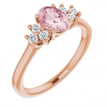 14K Rose Morganite & 1/5 CTW Diamond Ring