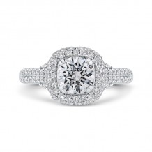 Shah Luxury 14K White Gold Round Diamond Halo Engagement Ring (Semi-Mount)