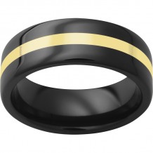 Black Diamond Ceramic Pipe Cut Band with 2mm 18K Yellow Gold Inlay