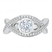 Shah Luxury 14K White Gold Round Diamond Engagement Ring with Split Shank (Semi-Mount)