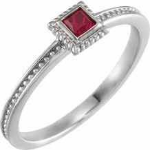 14K White Ruby Stackable Family Ring