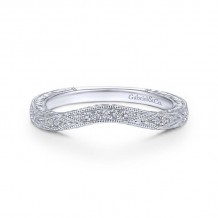 Gabriel & Co. 14k White Gold Victorian Curved Wedding Band