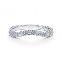 Gabriel & Co. 14k White Gold Victorian Curved Wedding Band