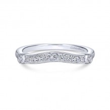 Gabriel & Co. 14k White Gold Victorian Curved Wedding Band