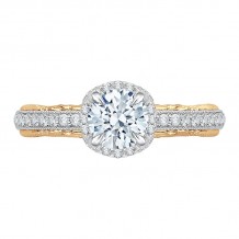 Shah Luxury 14K Two-Tone Gold Round Diamond Engagement Ring with Euro Shank (Semi-Mount)