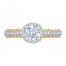 Shah Luxury 14K Two-Tone Gold Round Diamond Engagement Ring with Euro Shank (Semi-Mount)