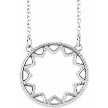 14K White Milgrain Sun 16-18 Necklace