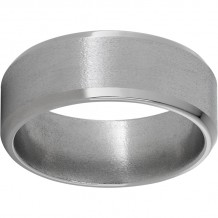 Titanium Beveled Edge Band with Stone Finish