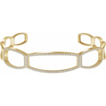 14K Yellow 3/4 CTW Diamond Cuff 6 1/4 Bracelet