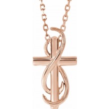 14K Rose Cross 16-18 Necklace