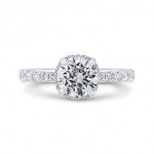 Shah Luxury 14K White Gold Round Cut Diamond Halo Engagement Ring (Semi-Mount)