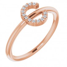 14K Rose .05 CTW Diamond Initial C Ring