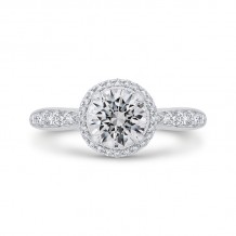 Shah Luxury 14K White Gold Round Cut Diamond Halo Engagement Ring (Semi-Mount)