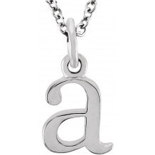 14K White Lowercase Initial a 16 Necklace