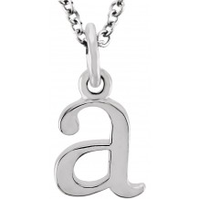 14K White Lowercase Initial a 16 Necklace