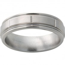 Titanium Rounded Edge Band with Vertical Grooves and Satin Finish