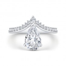 Shah Luxury 14K White Gold Pear Diamond Engagement Ring (With Center)