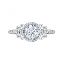 Shah Luxury 14K White Gold Round Diamond Halo Engagement Ring (Semi-Mount)