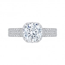 Shah Luxury 14K White Gold Round Diamond Engagement Ring (Semi-Mount)