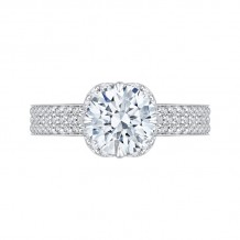 Shah Luxury 14K White Gold Round Diamond Engagement Ring (Semi-Mount)