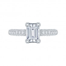 Shah Luxury 14K White Gold Emerald Diamond Engagement Ring (Semi-Mount)