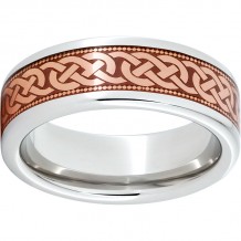 Serinium Pipe Cut Band with Copper Inlay and 3 Knot Milgrain Laser Engraving