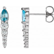 14K White Blue Zircon & 1/4 CTW Diamond Earrings