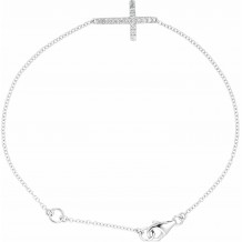 14K White 1/5 CTW Diamond Sideways Cross 8 Bracelet