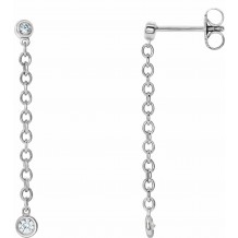 14K White 1/5 CTW Diamond Bezel Set Chain Earrings