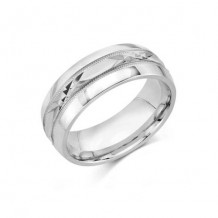 Camelot Sterling Silver Engraved Morris Wedding Band