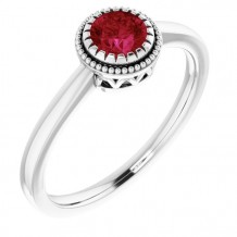 14K White Ruby July Birthstone Ring