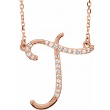 14K Rose 1/10 CTW Diamond Initial T 16 Necklace