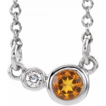 14K White Citrine & .02 CTW Diamond 18 Necklace