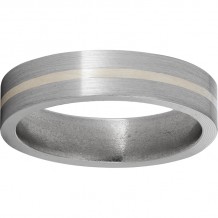 Titanium Flat Band with a 1mm Sterling Silver Inlay and Satin Finish