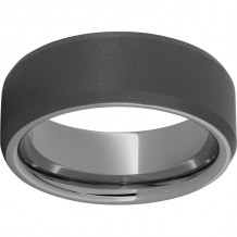 Rugged Tungsten  8mm Beveled Edge Band with Sandblast Finish