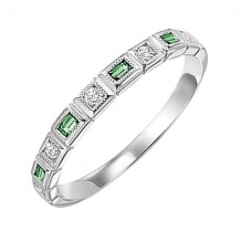 Gems One 14Kt White Gold Diamond (1/12Ctw) & Emerald (1/8 Ctw) Ring
