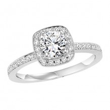 14k White Gold 1/4ct Diamond Engagement Ring with 5/8ct Center Stone