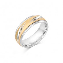Camelot Sterling Silver & 10k White Gold Rogue Wedding Band