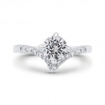 Shah Luxury 14K White Gold Round Cut Diamond Engagement Ring (Semi-Mount)