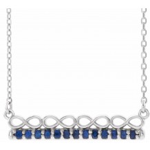 14K White Blue Sapphire Infinity-Inspired Bar 18 Necklace