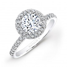 18k White Gold Pave Halo Diamond Engagement Ring