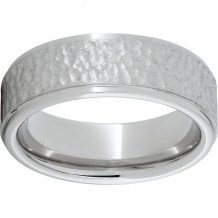 Serinium Flat Band with Grooved Edges and Hammer Finish